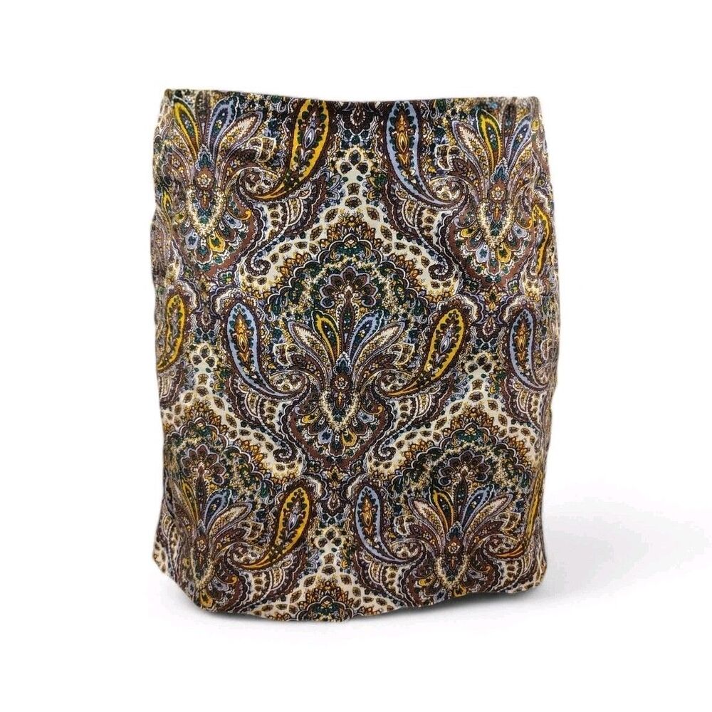 J.CREW Paisley Stretch Short Multicolor Pencil Skirt W/ POCKETS Size 0 00002